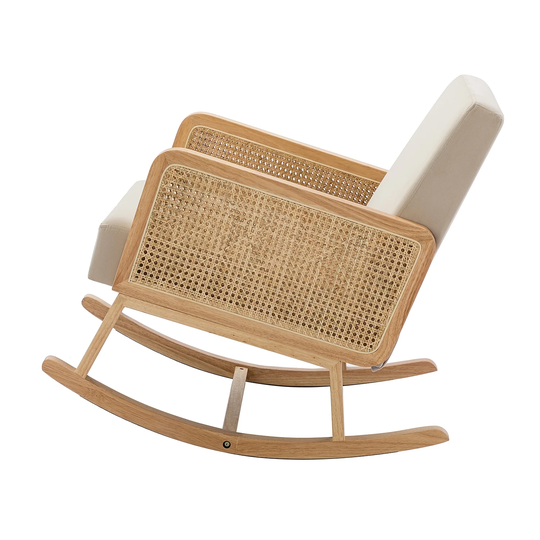 Mid Century Modern Rocking Chair with Rattan Arms Lounge Chairs