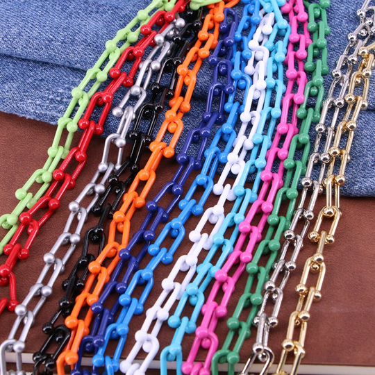 5 Meters, Colorful Enamel Pop Chain, Colored U Link Chain Necklace, Bracelet Shape