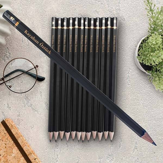 Personalized Pencils, 2B Artist Graphite Pencil, Custom Set Of 12, Put On Your Name, Skeetching Drawing School Gift