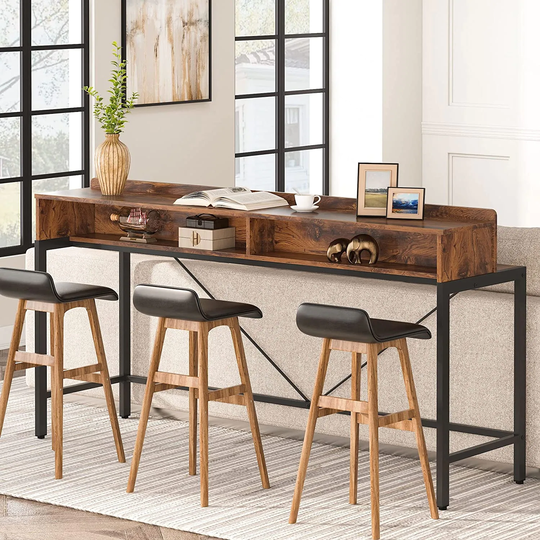 70.9" Extra Long Sofa Table with Storage, Industrial Console Table