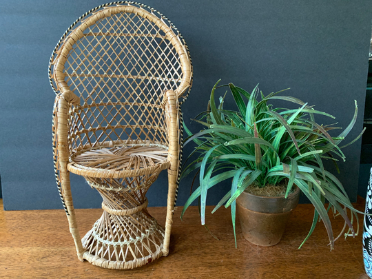 Wicker Planter Peacock Chair Plant Stand Boho Bohemian Footed Flower Pot Basket Woven Bamboo
