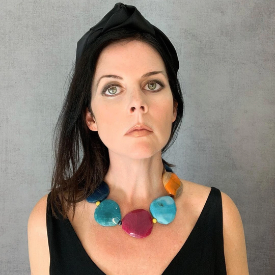Chunky Colorful Necklace, Multicolor Gemstone Statement Big Bead Necklace - Wow Piece