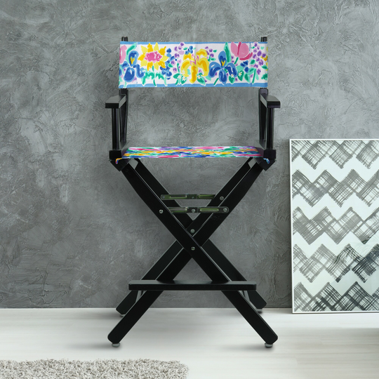24" Director's Chair Black Frame-Garden Flowers - 23"W x 19"D x 39.5"H