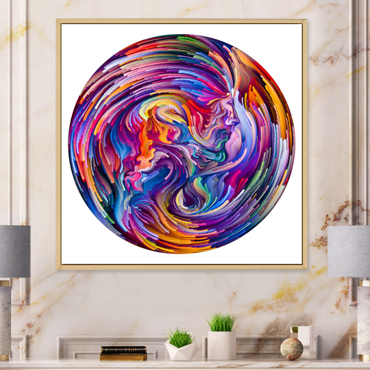 Designart 'Circle Colorful Liquid Color XVI' Modern Framed Canvas Wall Decor