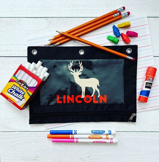Personalized Deer Hunter Pencil Pouch Case Binder School Supplies Back To