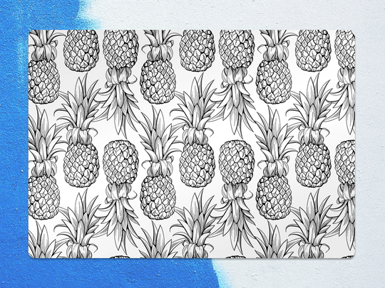 Black & White Pineapple Chair Mat, Vinyl Floor Protective Fruits Splat Decorative Game Room Rug