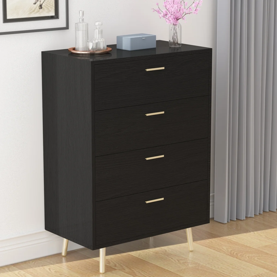 Kerrogee 4-Drawer Dresser - Wood Storage Chest - Walnut/White