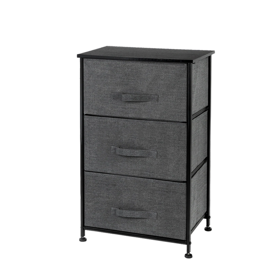 3-Tier Dresser Drawer, Storage Unit with 3 Easy Pull Fabric Drawers and Metal Frame, Wooden Tabletop, for Closets