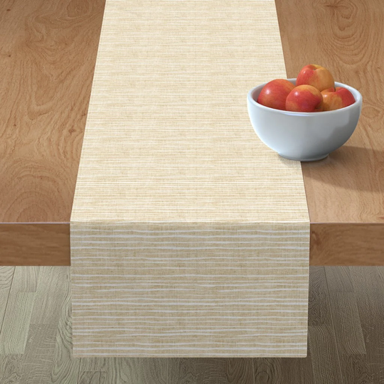 Soft Gold Stripe Table Runner - Adventure By Nouveau Bohemian Yellow Geometric Cotton Sateen Spoonflower