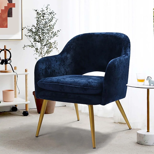 Velvet Accent Chair Living Room Upholstered Mid-Century Modern Chair