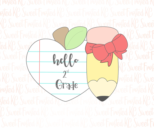 Heart Apple Pencil With Bow Cookie Cutter