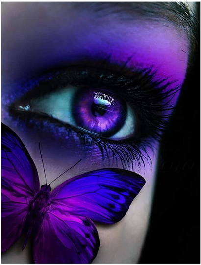 Purple Eye Butterfly 12" X 16" | Exquisite Pattern 5D Diamond Painting Number Kit Diy Full Square Drill Wall Art Decor Teenager Gift