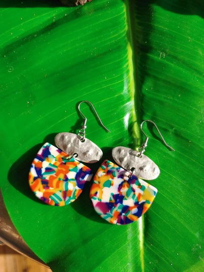 Bright Bold Summer Earrings/ Colorful Acrylic Slice Bright Colorful Earrings