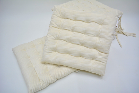 Woven Velvet Chair Cushion With Ties, White Cream Kitchen Pads, Soft Chiar Cushion, Dining Tufted Seat Pads 16x16 18x18 20
