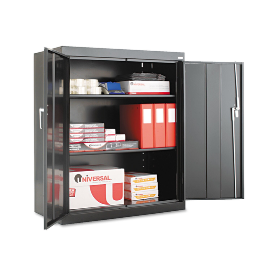 Assembled 42" High Heavy-Duty Welded Storage Cabinet, Two Adjustable Shelves, 36 x 18, Black - 36" x 18"