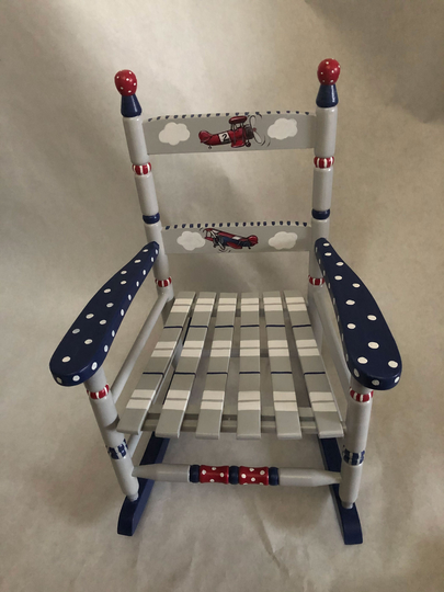 Airplane Rocking Chair, Hand Painted Child's Baby Shower Gifts