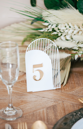 Wedding Arch Table Numbers Midcentury Modern Party Event Decor, Acrylic Numbers, Shape Sign | Mcm622
