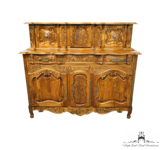 Vintage Antique Walnut Ornately Carved Louis Xvi French Provincial 66" Sideboard Buffet