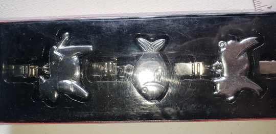 4 Metal Animal Table Cloth Weights Original Box