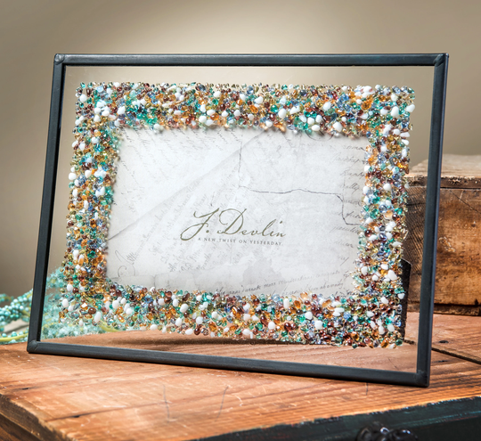 4x6 Picture Frame Colorful Fused Stained Glass Tabletop Easel Back Photo J Devlin Pic 456-46Hv