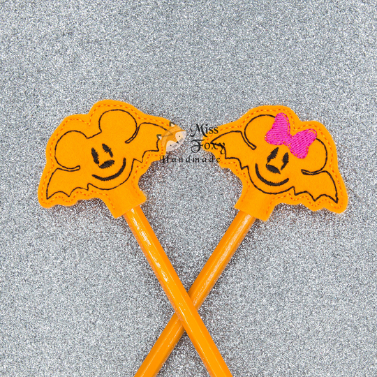 Felt Feltie Pencil Topper - Mouse Shaped Bat Boy Or Girl | Eraser Toppers Birthday Party Favor Non Food Treat Goody Bags