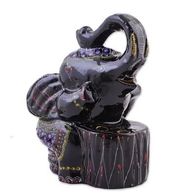 Flirty Elephant Lacquered Wood Pen Holder