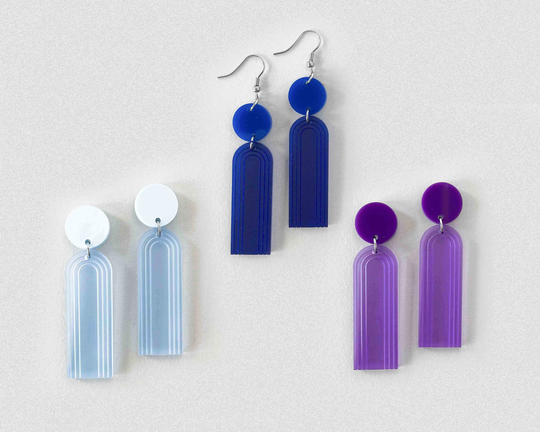 Colorful Geometric Earrings, Blue Acrylic Jewelry, Purple Plastic Simple Lightweight Earrings