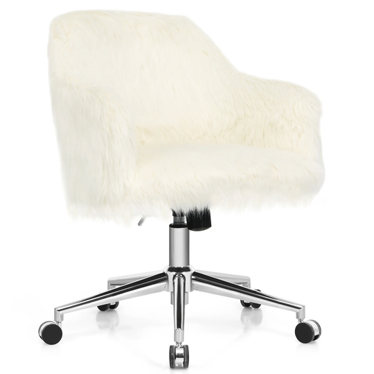Costway Synthetic Swivel Office Chair Adjustable Task Chair Fluffy - See Details