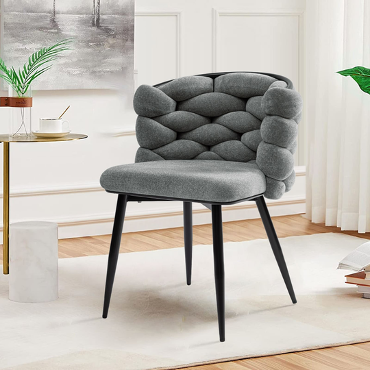 Upholstered Dining Chair Modern Accent Chairs with Hand-woven Back