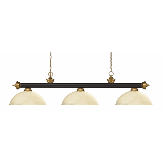 Avery Home Lighting Riviera Bronze & Satin Gold Dome Golden Mottle 3 Light Billiard Light - Bronze + Satin Gold