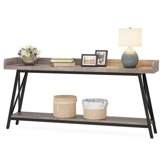 70.9 inch Extra Long Console Table Behind Couch, Rustic Brown Sofa Table