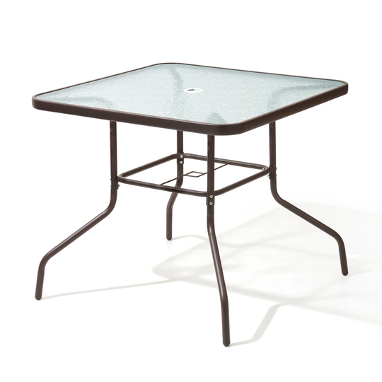 33.5" Tempered Glass Metal Table with Smooth Ripple Design Top By Crestlive Products - 33.5" L x 33.5" W x 28.0" H