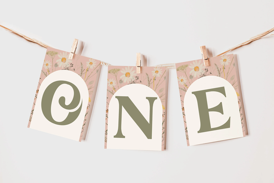 High Chair Banner, Digital Download, Wildflower Party Decorations, Daisy First Birthday Girl | 5337 5327
