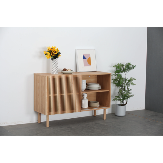 Modern Anti-Topple Design 4-Door Sideboard Storage Cabinet