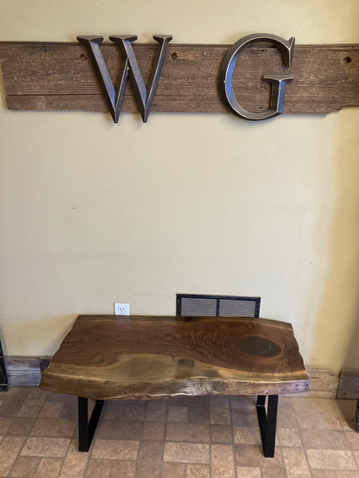 Sale - Live Edge Black Walnut Coffee Table With Metal Legs