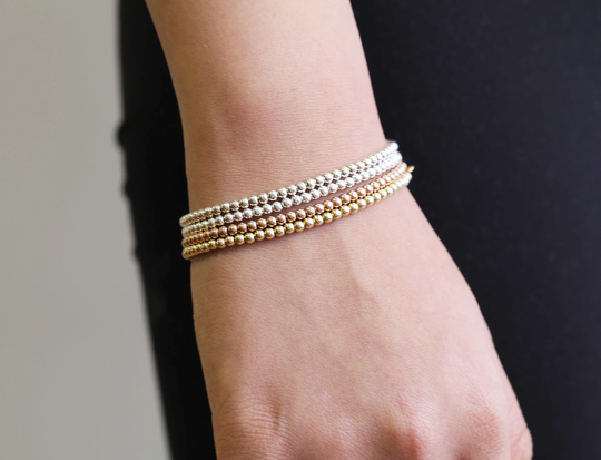 Gold Filled 3mm Beaded Bracelet, 14K Gold Bracelet, Beads Bracelet, Stacking Bracelets, Minimalist, Gift For Her