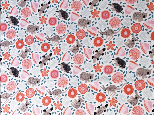Australian Baby Animals & Gum Flower Blossom Quilting Cotton Fabric By 1/4, 1/2 Yard Or Fat Quarter, Kangaroo Koala Platypus Echidna