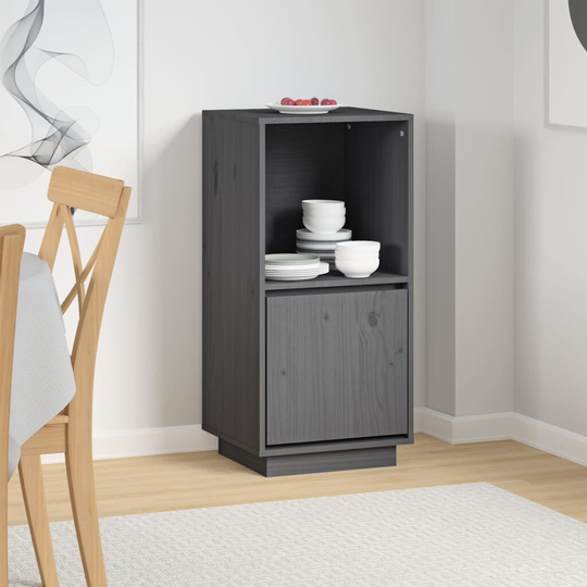 Sideboard Gray 15"x13.8"x31.5" Solid Wood Pine