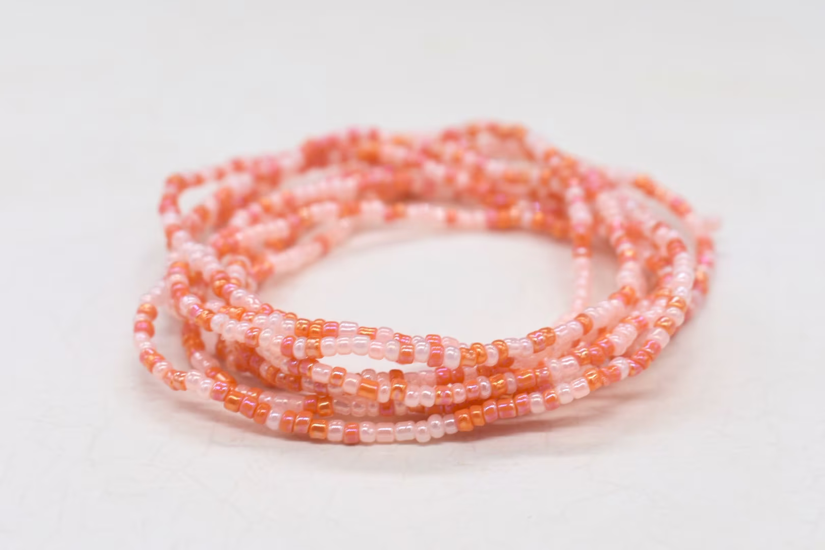 Stretch Bracelets, Stackable Bracelet, Seed Bead Friendship Beaded Peach Orange Bracelet