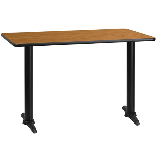 Offex 30'' X 48'' Rectangular Natural Laminate Table Top With 5'' X 22'' Table Height Bases