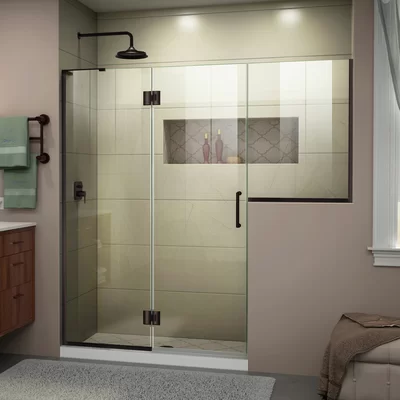Unidoor-X 59" W x 72" H Hinged Frameless Shower Door