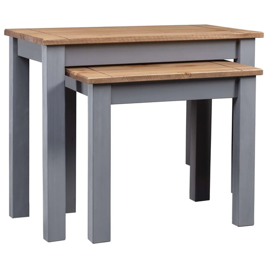 vidaXL 2x Solid Wood Pine Nesting Tables Panama Range Side Table Multi Colors - 22" x 15.7" x 21.1"