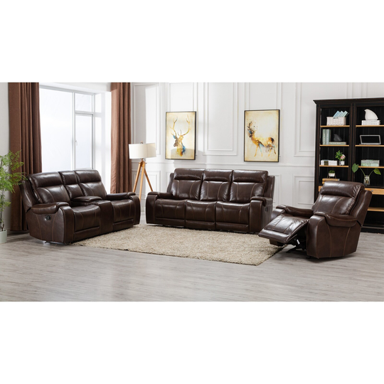 3-Piece Manual Faux Leather Set with Sofa and Loveseat, Recliner Chair