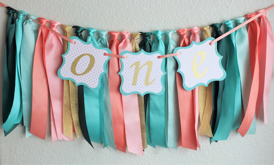 Wild One, Boho Floral Theme High Chair Banner. Girl First Birthday Decor. Teal, Pink, Coral, Aqua, Gold. Alice in Wonderland. Onederful