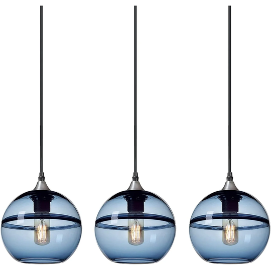 3 pack blue pendant lighting for kitchen modern glass