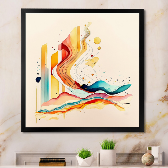 Designart 'Multi-Color Watercolor Movement' Modern Framed Art Print