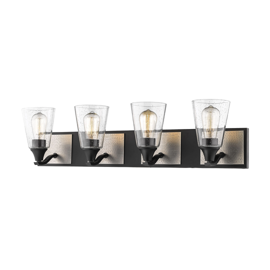 Matte Black/Brushed Pewter Bathroom Vanity Light- 4 Lights