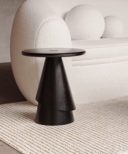 Designer Round Side Table, Custom Wood Bedside Painted Table