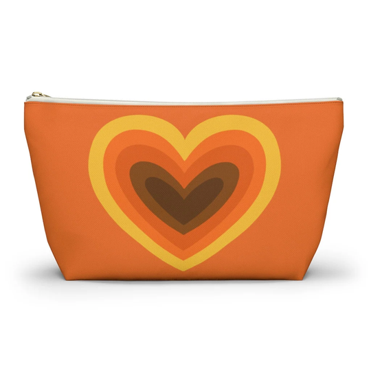 Groovy Heart Pouch, Cosmetic Bag, Pencil Case
