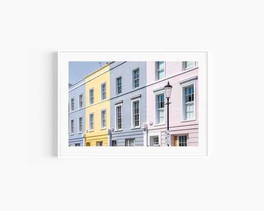 Colorful Houses, Notting Hill London Photography, Door Poster, Pastel Wall Art, Girly Decor, Home Decor
